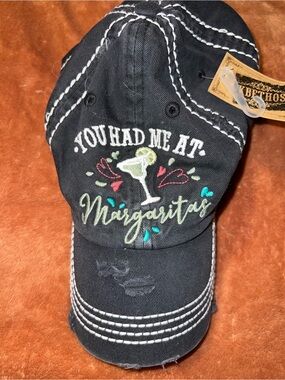 KBETHOS Black Cap with Margarita Embroidery